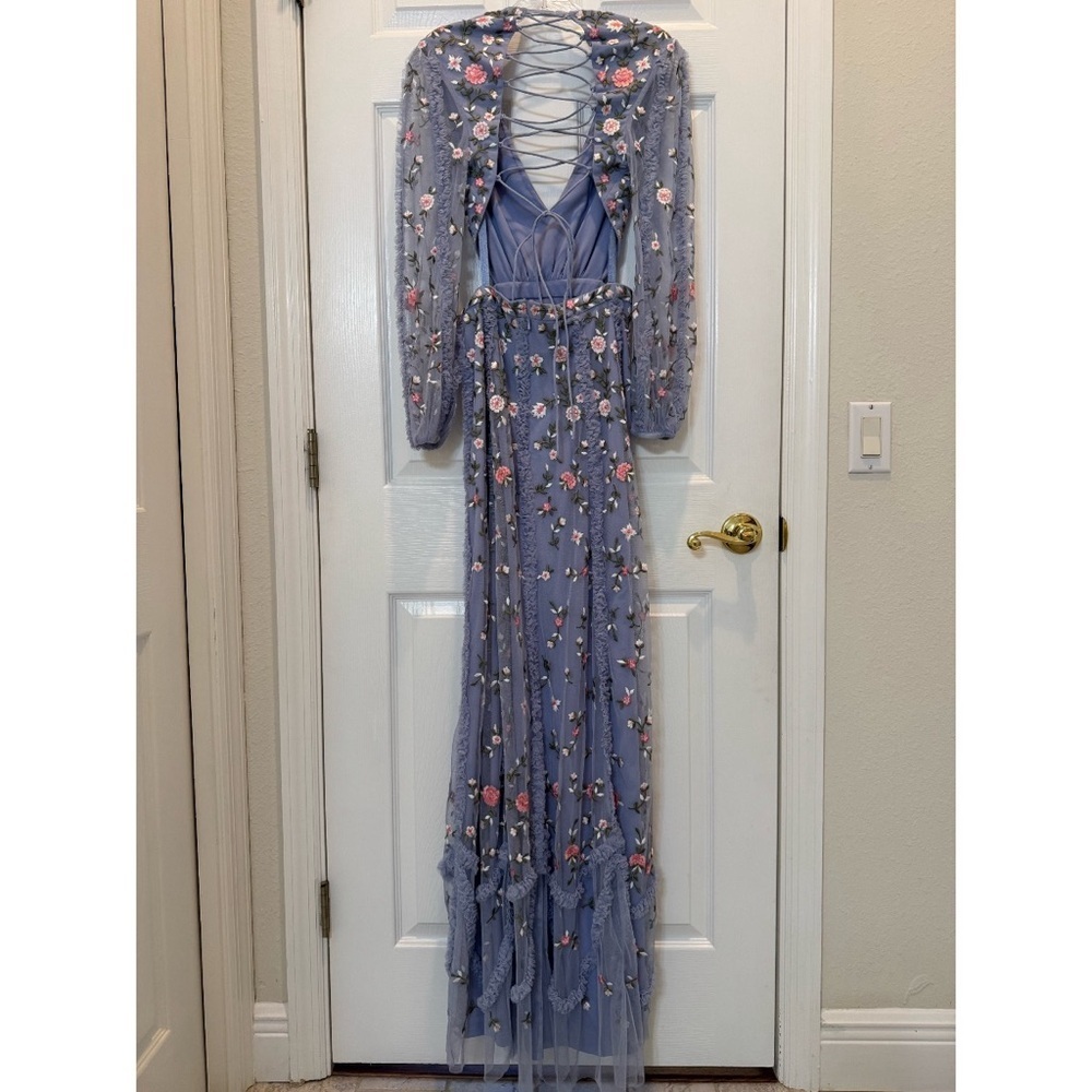 Mac Duggal 35107 Purple Long Sleeve Embellished Cut Out A-Line Gown Size 2 NWT - Picture 5 of 15